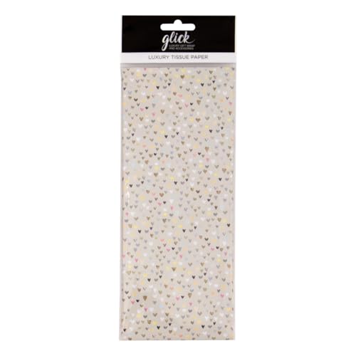 Glick Cuatro hojas de papel de seda de corazones, cada hoja de 750 mm x 500 mm, papel de seda de corazones para envolver regalos, adecuado para cumpleaños, San Valentín, día de la madre, bodas