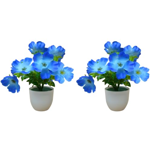 Image of fancymart Artificial Real Touch Flower Plant with Pot (Pack of 2), 16 cm Height, Decorative Faux Floral Plant for Home, Office, Living Room, Bedroom, Table & Shelf Decor