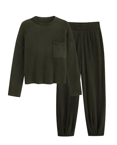 PRETTYGARDEN Two Piece Sets for Women 2025 Pullover Sweater High Waisted Sweatpants Tracksuit Lounge Set Fall Winter Outfits