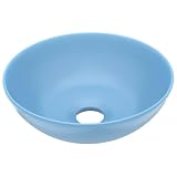 Lavabo Rotondo Ceramica Azzurro Sopra Piano 280x100 mm
