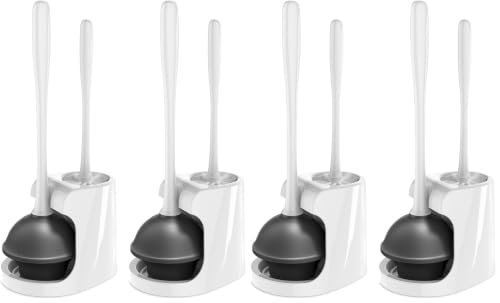 Image of MR.SIGA Toilet Plunger and Brush Combo for Toilet Cleaning, White, 2 Set (Pack of 2)