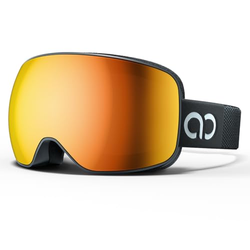 [Lamicall] スキーゴーグル 黒枠・ゴールド