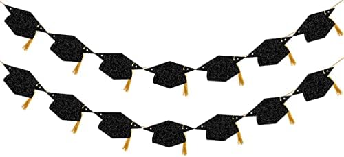 Graduation Decorations Class of 2023 Glitter Congrats Grad Graduation with Tassel Party Congratulations Banner Decor College High School Graduation Party Favors Black