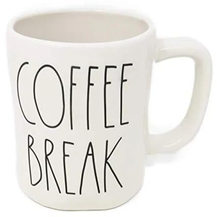 RAE- Coffee Break Ceramic Mug - White Farmhouse Style Inspiration...