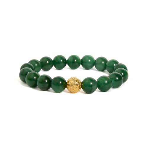 Haus of Brilliance 18K Yellow Gold Aventurine Beaded Charm Bracelet