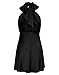 HYPERFIRE Women's Elegant Satin Mini Dress Criss Cross Halter Wedding Guest Dresses Short Formal Dress Black Medium
