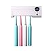 SHUKAN UV Toothbrush Sanitizer, Bathroom Toothbrush Holder Wall Mounted with Sterilizer Function, 1500mAh Charging, Timing Function, Toothbrush Organizer for Ladies Baby Family（White）