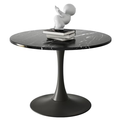Table Ronde Moderne, Table à Manger Ronde, Table de Loisirs Simple, Table Ronde à Socle, Table de Petit-Déjeuner et Bistro pour 2-4 Personnes, Table de...