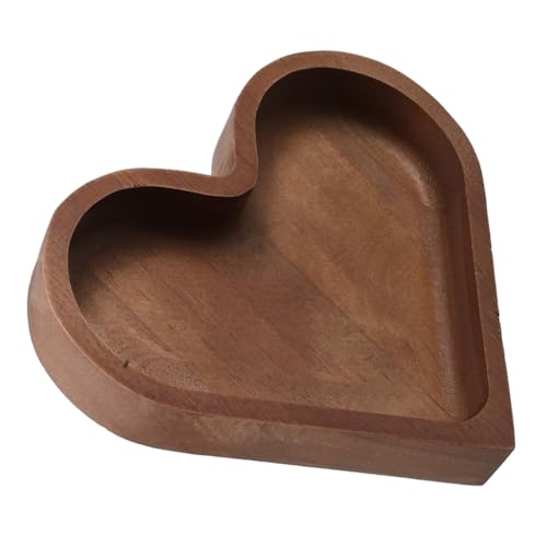 LIFKOME Plateau Forme De Cœur Bois Pour Servir Collations Fruits Secs Plateau à Noix Décoratif Solide Usage Domestique Plat Cœur Saint-valentin