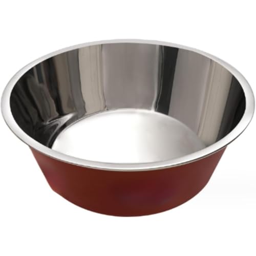 GrnArt ペット食器 ステンレスフードボウル 滑り止め 給餌 犬 猫 ステンレス犬ボウル ダブルペットフードボウル 転倒防止ペットボウル 小型ペットボウル 大容量 (レッド,M)