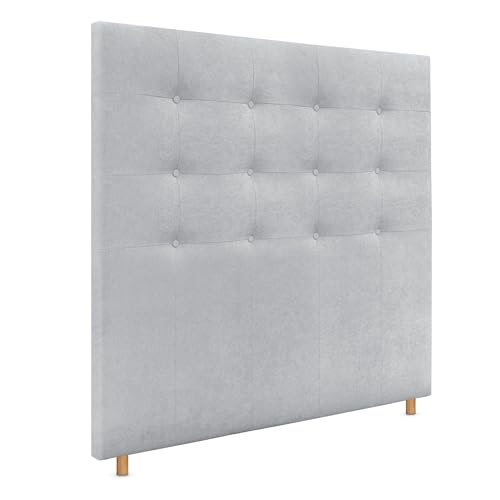 DHOME Cabecero Tapizado Capitoné Suelo de Tela Aqualine para Cama Matrimonio Cabezal Dormitorio (Gris Perla, 135cm) - imagen 6