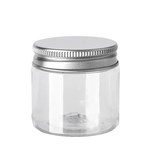 LCKKJHG Botes Mermelada 10 unidades de contenedores almacenamiento alimentos vacíos con tapa aluminio transparente, botellas viaje redondas plástico(60ml)