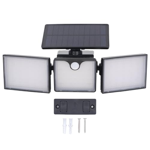 Lumière extérieure solaire 3 têtes LED projecteur sécurité capteur mouvement arrière-cours
