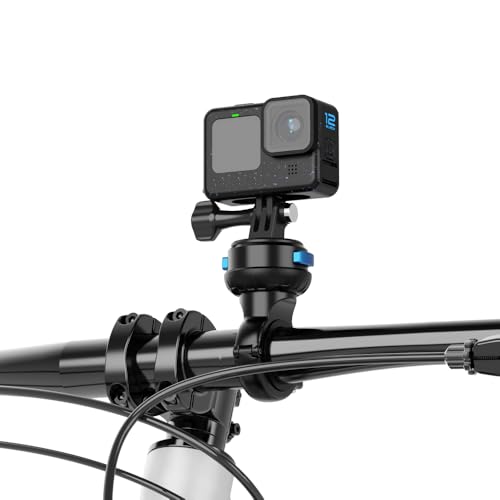 SUREWO Magnetische Schnellspann-Lenker-Fahrradstangenhalterung, Motorrad-Lenkerklemmhalterung mit stoßdämpfender Basis, kompatibel mit GoPro Hero 12/11/10/9/8/7/6/5, schwarz, DJI Osmo Action 4/3 und
