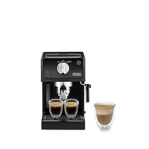 De’Longhi ECP 31.21 – Espresso Siebträgermaschine, Espressomaschine mit AluminiumFinish, inkl. manueller Milchschaumdüse, mit Heißwasserfunktion, für ESE Pads geeignet, 1,1 l Wassertank, schwarz