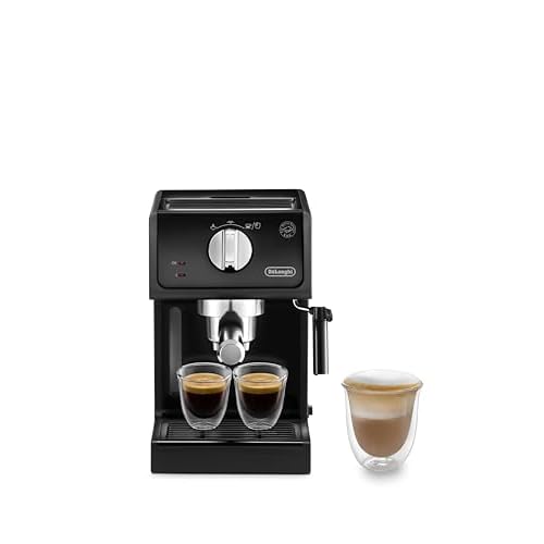 De’Longhi ECP 31.21 – Espresso Siebträgermaschine, Espressomaschine mit AluminiumFinish, inkl. manueller Milchschaumdüse, mit Heißwasserfunktion, für ESE Pads geeignet, 1,1 l Wassertank, schwarz