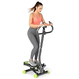 HOMCOM Stepper con Manubrio e Monitor LCD, Stepper Fitness Casa con Resistenza Regolabile e Pedali Antiscivolo, Allenamento Fitness per Palestra Casa Gym, Grigio e Verde