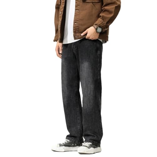 Men Straight Jeans with Pockets Denim Pants High Street Vintage Casual Trousers - Main Image