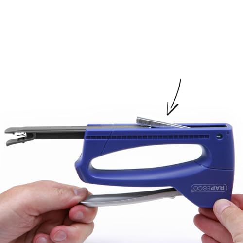 Rapesco 0955 Germ-Savvy Antibacterial, T8-Lite Staple Tacker with 300 13/6mm Staples, Blue/Chrome