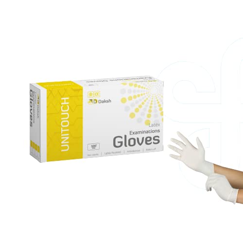 Unitouch Latex Powdered Examination Gloves White (M, 20)