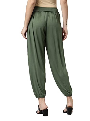 Image of GO COLORS Women Mid Rise Viscose Harem Pants | Wrinkle Free, Relaxed Fit, Free Size