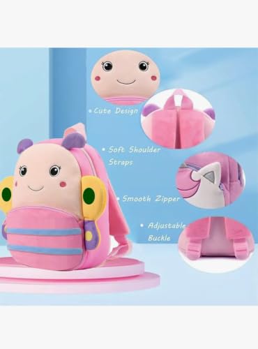 Image of Cute Butterfly Design Backpack for Boys & Girls | Soft Toy School Bag | Lightweight Preschool Nursery Travel Bag | Cute Animal Design Backpack for Toddlers 35CM