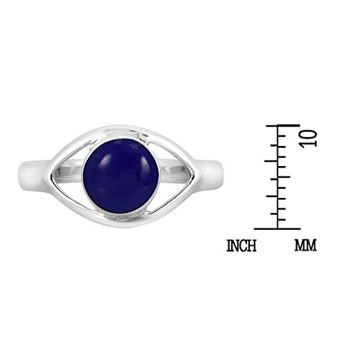 Aeravida Mystical Evil Eye with Simulated Blue Lapis-Lazuli Inlay .925 Sterling Silver Ring | Classic Wedding Rings For Women | Vintage Comfort Fit Silver Rings for Women | Gift for Women | Sterling Silver Rings Sizes4