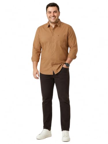 Image of Thomas Scott Men's Plus Size Cotton Casual Shirt | Regular Fit | Long Sleeves | Spread Collar | Solid | Soft & Breathable | Everyday Comfort Shirt for Men