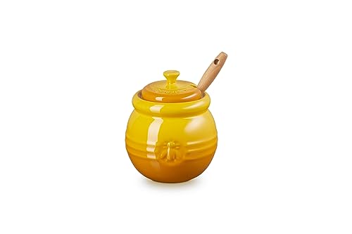 Le Creuset Bote para miel de cerámica de gres con espátula, Nectar, 69095456720003