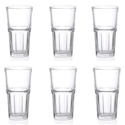 Image of Krish Ocean Centra Premium Glass Set - 495ml Tall Glasses, Pack of 6, Crystal Clear Design | Ideal for Juice, Water & Party Beverages
