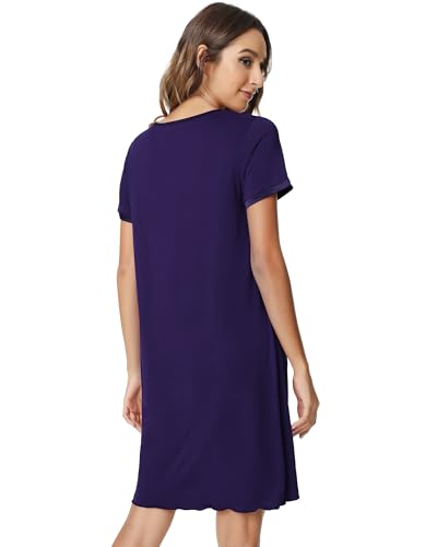 Image of NACHILA Nightgowns for Women-Viscose Made from Bamboo, Pleated Sleepwear.