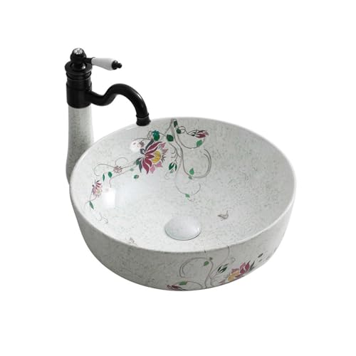 Cubeta de lavabo Lavabo sobre encimera, lavabo de estilo lujoso, baño for el hogar, artístico cuadrado cerámica Mueble de baño