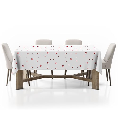 Image of 100% Cotton Printed Tablecloth for 4-6 Seater Dining Table for Home, Garden, Hotel and Restaurant, Pack of 1 Piece (Dark Red, 140x180 cm)