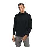 Men's Face Mask Sun Protection Shirt Quick Dry Hoodies Thumbholes Outdoor Long Sleeve Workout Fishing Clothing (Black, L)
