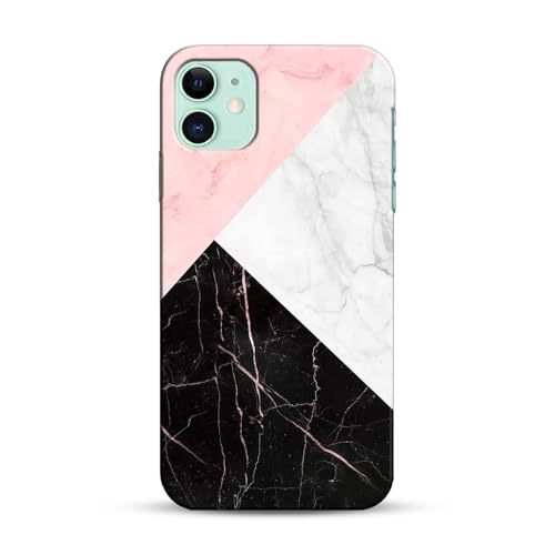 Image of COLORflow Back Cover Compatible with iPhone 11 | Beautiful Black White Pink Marble | Designer Printed Hard CASE Bumper Back Cover Compatible with iPhone 11