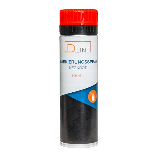 D.LINE Markierungsspray, 1x 500ml Markierungsfarbe, Forstspray, Bodenmarkierungsspray in Signalfarben mit patentierter Markierungskappe (neonrot)