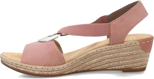 Image of Rieker 624H6 Fanni Women's Wedge Sandals - Lightweight, Comfortable and Supportive - Slip On Sandals with Cushioned Insole and High Wedge for Everyday Stylish Wear