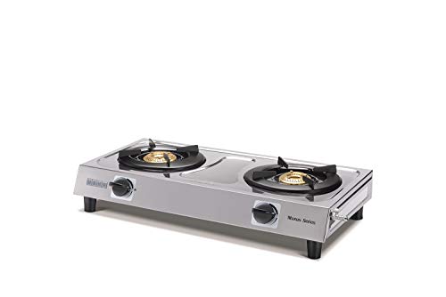 Image of USHA Maxus Gs2 001 Stainless Steel Brass 2 Burners Cooktop (Silver, Manual Ignition)