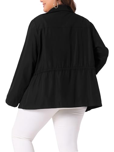 Agnes Orinda Plus Size Anorak Jackets for Women Drawstring Waist Trench Coat Utility Jacket with Pockets4