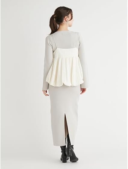 Amazon.co.jp: [セルフォード] リボンキャミセットニットワンピース