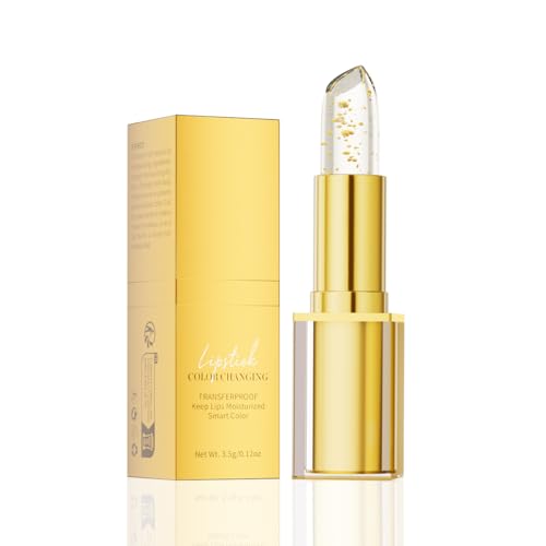 QIC Transferproof Color Changing Lipstick,Color Changing Lipstick for Women Girls,Temperature Change Moisturizer,Waterproof Moisturizer Lip Balm(Gold Foil)