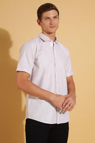 Image of FYLTR Men's Regular Fit Shirt - Half Sleeve | Contrast Placket | Regular Collar | Formal Shirts for Men