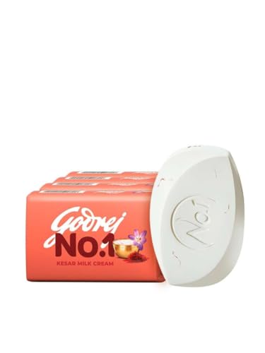 Godrej No.1 Bathing Soap, Kesar & Milk Cream, 100g (Pack of 4+1 FREE)