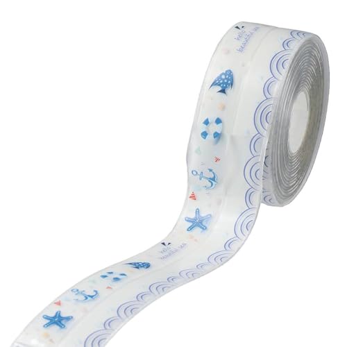 Image of FEIYING Kitchen & Bath 1.5 inch X 10.5' Transparent Oil-Proof Sealant Tape Decorative Self Adhesive Caulk Strip Tape Floor Wall Edges