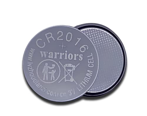 Warriors 5X 2016 Batterie Knopfzellen CR2016 Batterien 3V, kindersichere Verpackung, für den Einsatz in Schlüsselanhängern, Waagen, medizinischen Geräten. 3