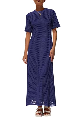Image of PRETTYGARDEN Womens Eyelet Crochet Maxi 2 Piece Dress Sets