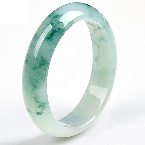 Bracelet en jade naturel émeraude : jonc en beau vert motif fleur flottante