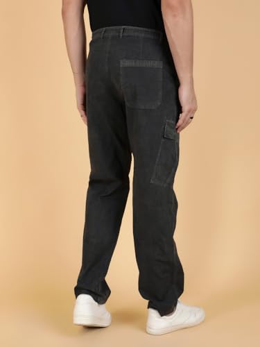 Image of KOTTY Men's Streetwear Style Utility Cargo Pants with Drawstring Waist and Flap Pockets