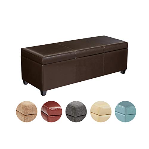 FIRST HILL FHW Madison Rectangular Faux Leather Storage Ottoman Bench, Large, Espresso Brown by FIRST HILL FHW - Image 3
