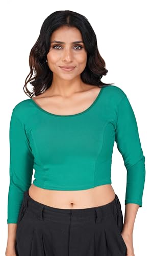 Image of Fressia Fabrics Women's Cotton Readymade Saree Blouse Stretchable Crop Top Choli Bustier Top